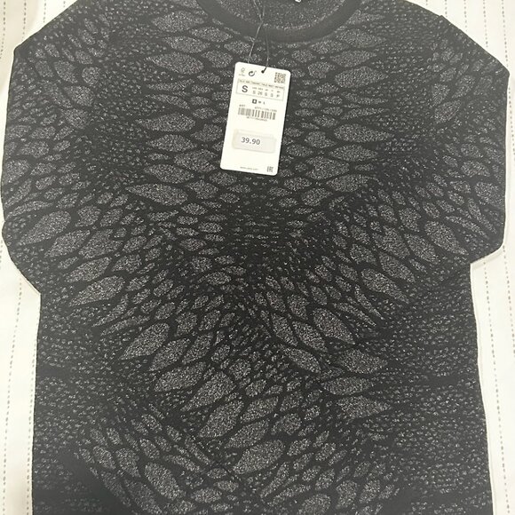 NWT Zara Knit Black Metallic Sweater size S - Picture 7 of 8